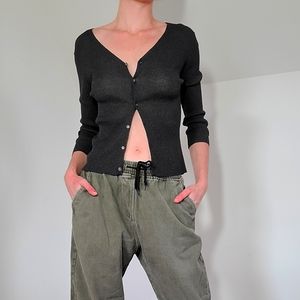 ANNE KLEIN - Glitter button up top